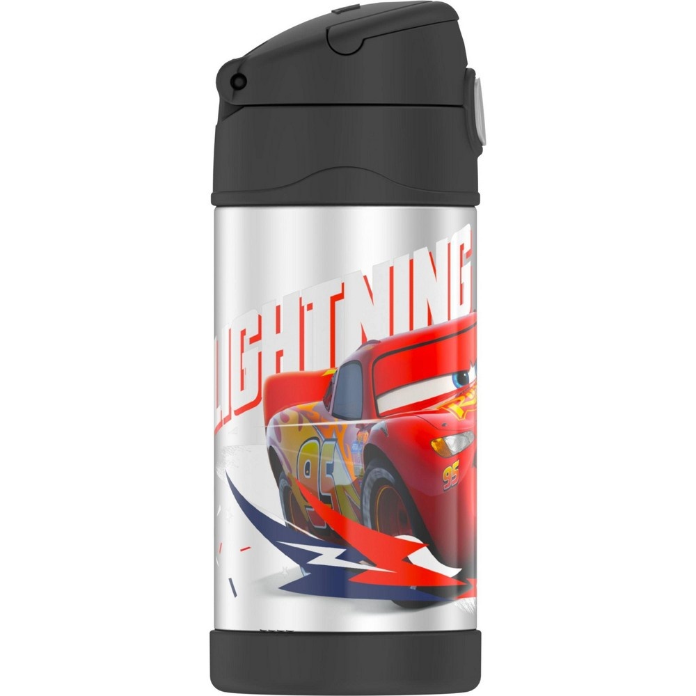 slide 4 of 7, Thermos 12oz FUNtainer Water Bottle with Bail Handle - Black Cars, 12 oz