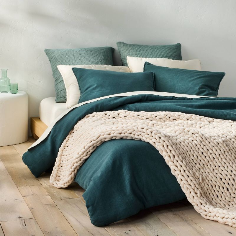 slide 2 of 5, 50"x70" 12lbs Solid Knit Weighted Blanket Natural - Casaluna™, 12 lb