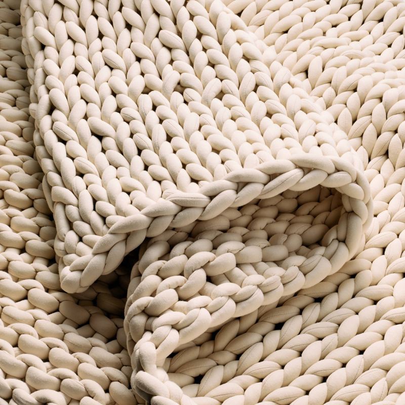 slide 3 of 5, 50"x70" 12lbs Solid Knit Weighted Blanket Natural - Casaluna™, 12 lb