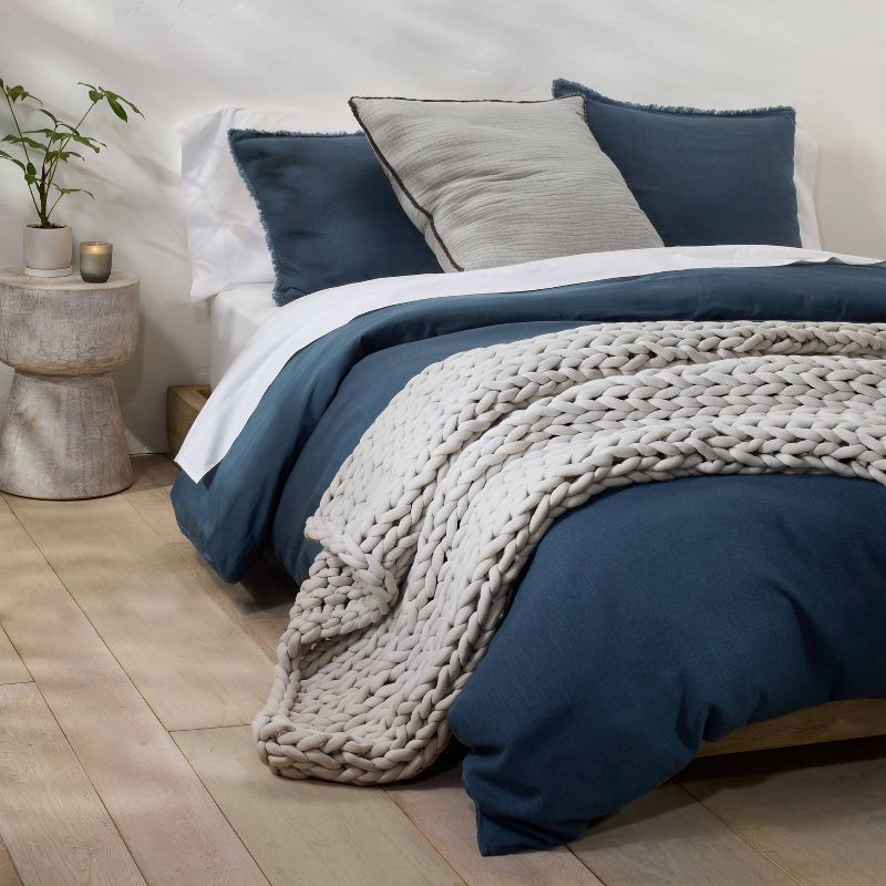 slide 2 of 5, 50"x70" 12lbs Solid Knit Weighted Blanket Dark Gray - Casaluna™: Adult Sweater Knit, OEKO-TEX Certified, 12 lb