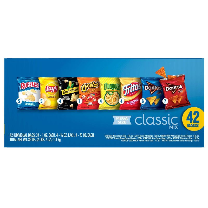 slide 2 of 9, Frito-Lay Snacks Classic Mix Mega Size Variety Pack - 42ct, 42 ct