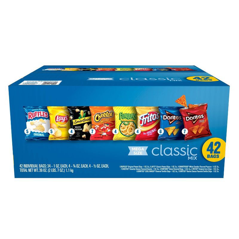 slide 1 of 9, Frito-Lay Snacks Classic Mix Mega Size Variety Pack - 42ct, 42 ct