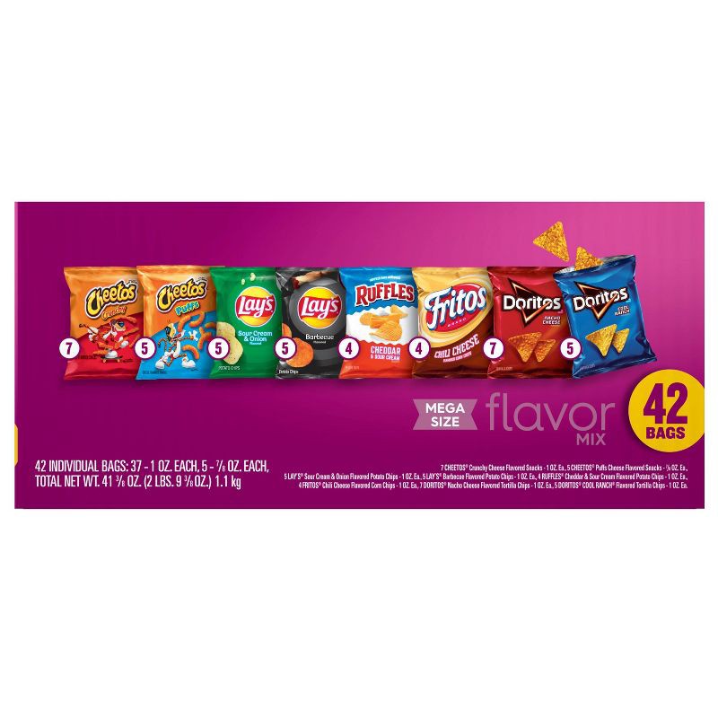 slide 2 of 8, Frito-Lay Snacks Flavor Mix Mega Size Variety Pack - 42ct, 42 ct