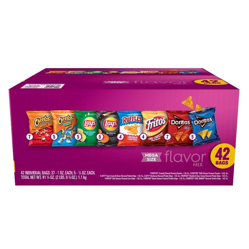 slide 1 of 8, Frito-Lay Snacks Flavor Mix Mega Size Variety Pack - 42ct, 42 ct