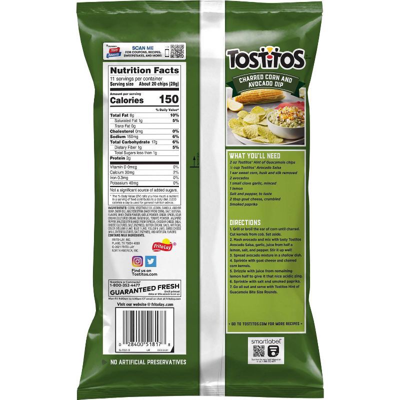 slide 2 of 3, Tostitos Hint of Guacamole Bite Size Rounds Tortilla Chips - 12oz, 12 oz