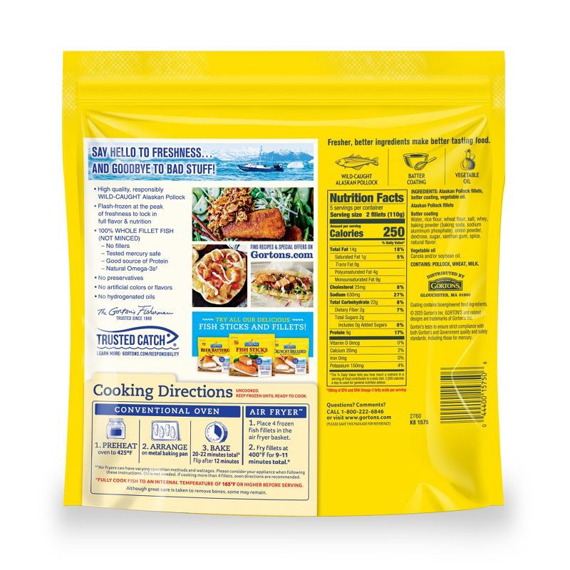 slide 2 of 6, Gorton's Crispy Battered Fish Fillets - Frozen - 19oz/10ct, 10 ct; 19 oz
