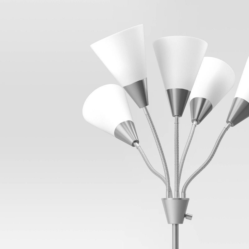 slide 3 of 4, 5-Head Floor Lamp White - Room Essentials™: Adjustable Multi-Head, Metal Body, ETL Listed, 1 ct