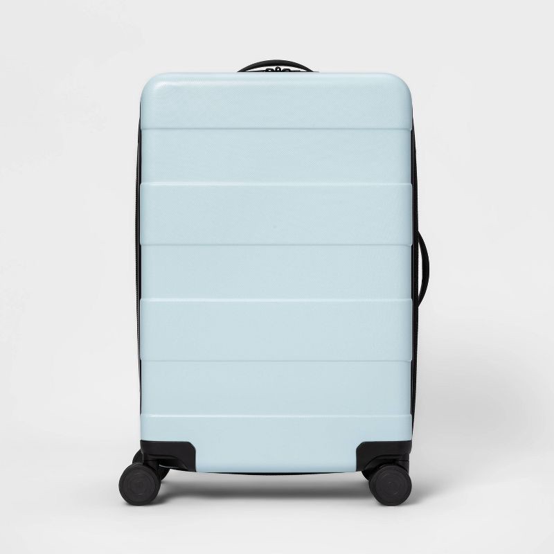 slide 1 of 1, Hardside Medium Checked Spinner Suitcase Aqua - Made By Design, 1 ct