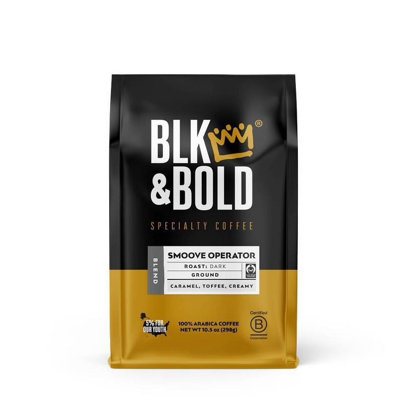 slide 1 of 5, BLK & Bold Specialty Beverages BLK & Bold Smoove Operator Blend, Dark Roast Ground Coffee - 10.5oz, 10.5 oz