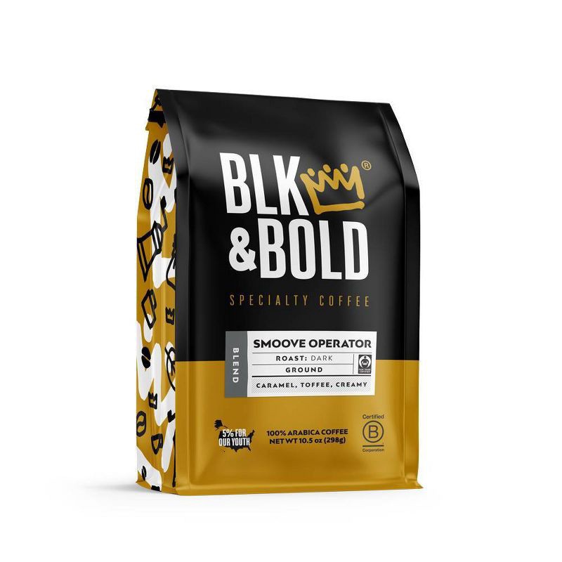 slide 3 of 5, BLK & Bold Specialty Beverages BLK & Bold Smoove Operator Blend, Dark Roast Ground Coffee - 10.5oz, 10.5 oz