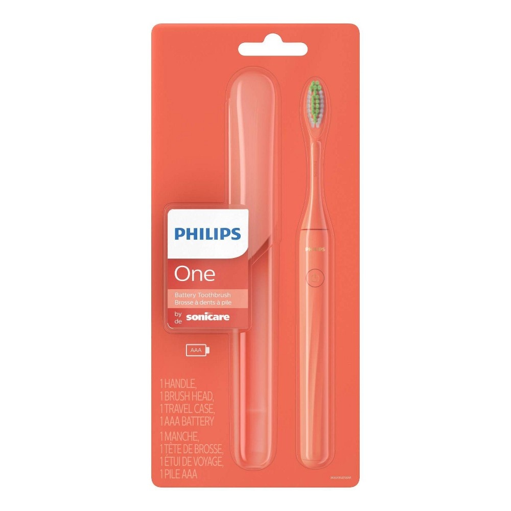 slide 3 of 3, Philips Sonicare One by Sonicare Battery Toothbrush - Coral - HY1100/01, 1 ct