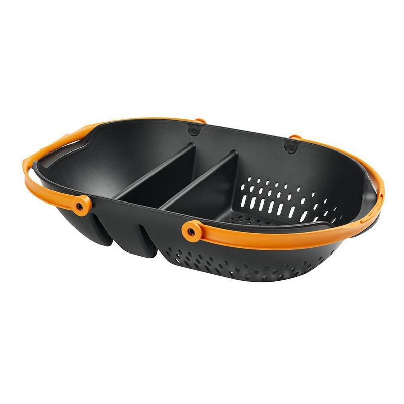 slide 2 of 4, Fiskars Harvesting Basket: Ergonomic Garden Produce & Tool Carrier, Colander Side, Plastic, Black, 1 ct