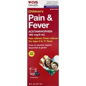 slide 1 of 1, CVS Health Dye Free Children's Pain Relief Suspension Liquid, 8oz, 8 fl oz; 236 ml