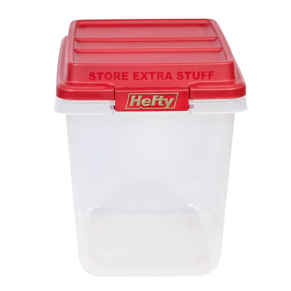 Hefty Holiday Hi-Rise Ornament Divider Red Lid and Handle 72 qt