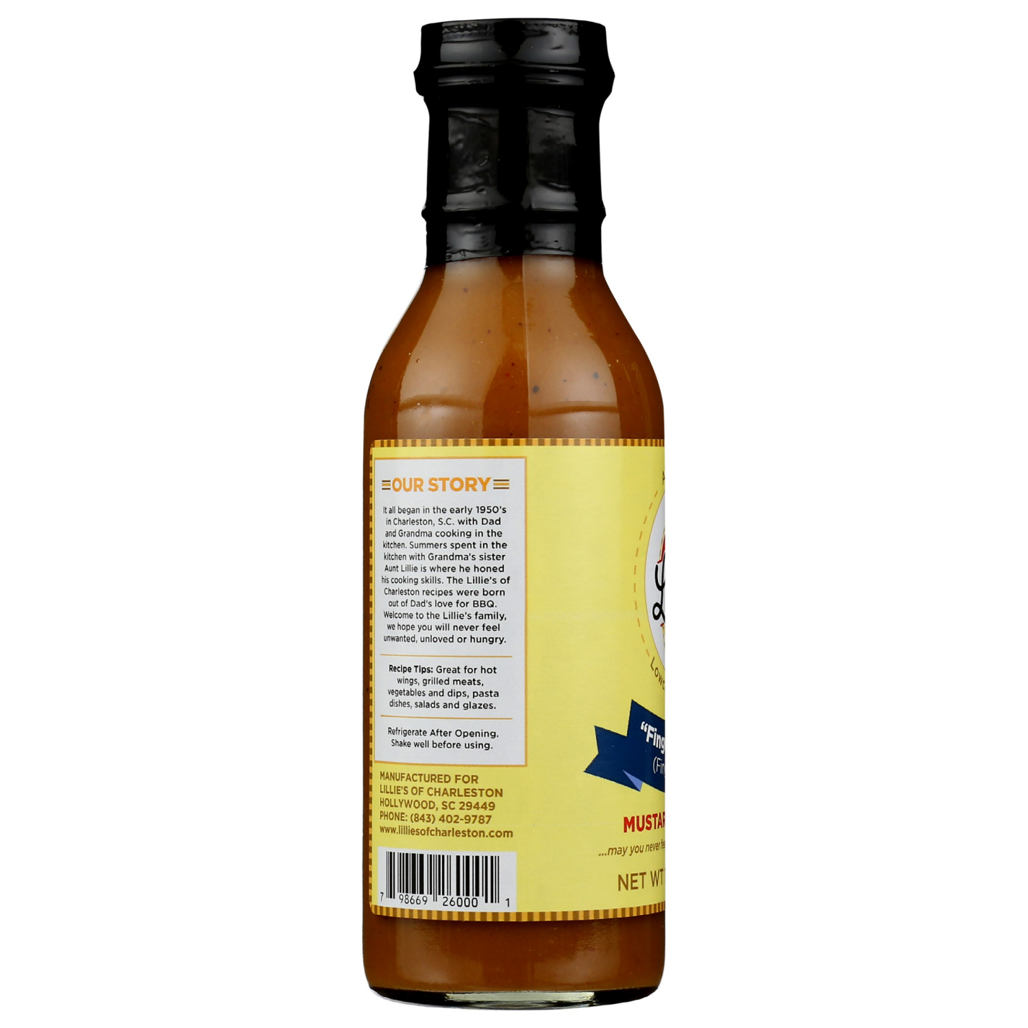 slide 3 of 3, Lillie's Of Charleston Mild Finger Leek-En Mustard Bbq Sauce 14.8 oz Bottle, 14.8 oz