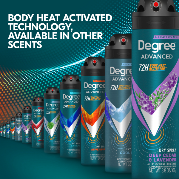 slide 24 of 29, Degree For Men Cedar Lavender Dry Spray 3.8 Ounces, 3.8 oz