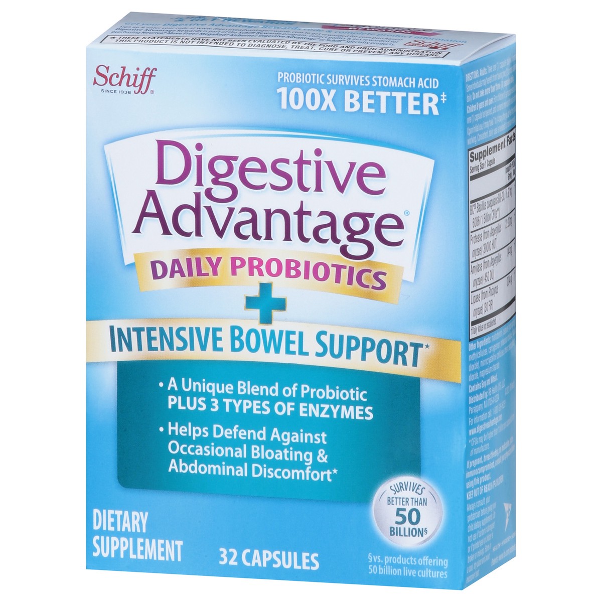 slide 7 of 9, Digestive Advantage Capsules Daily Probiotics + Intensive Bowel Support 32 Capsules, 32 ct