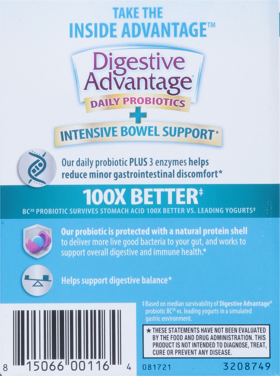 slide 3 of 9, Digestive Advantage Capsules Daily Probiotics + Intensive Bowel Support 32 Capsules, 32 ct