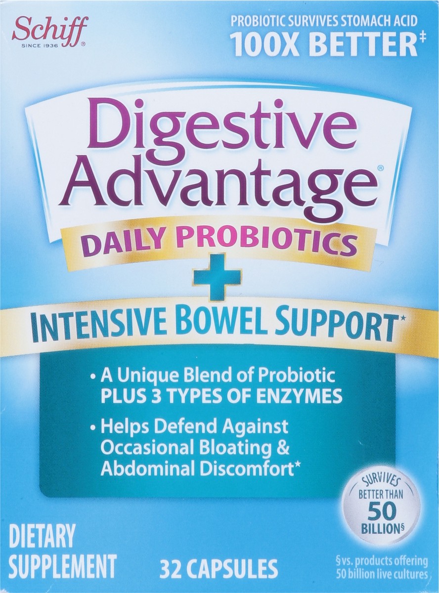 slide 5 of 9, Digestive Advantage Capsules Daily Probiotics + Intensive Bowel Support 32 Capsules, 32 ct