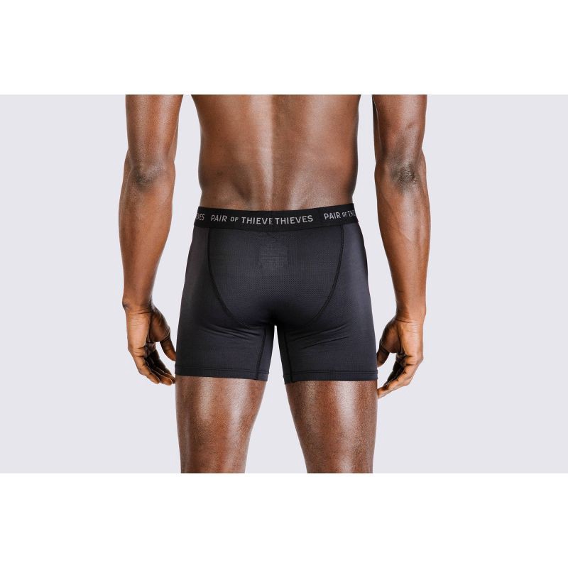 slide 4 of 4, Pair of Thieves Men's Super Fit Solids Boxer Briefs 2pk - Black M: Mid Rise, Mesh Construction, Solid Pattern, 2 ct