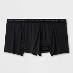 Pair of Thieves Men's Super Fit Solids Boxer Briefs 2pk - Black M: Mid Rise, Mesh Construction, Solid Pattern