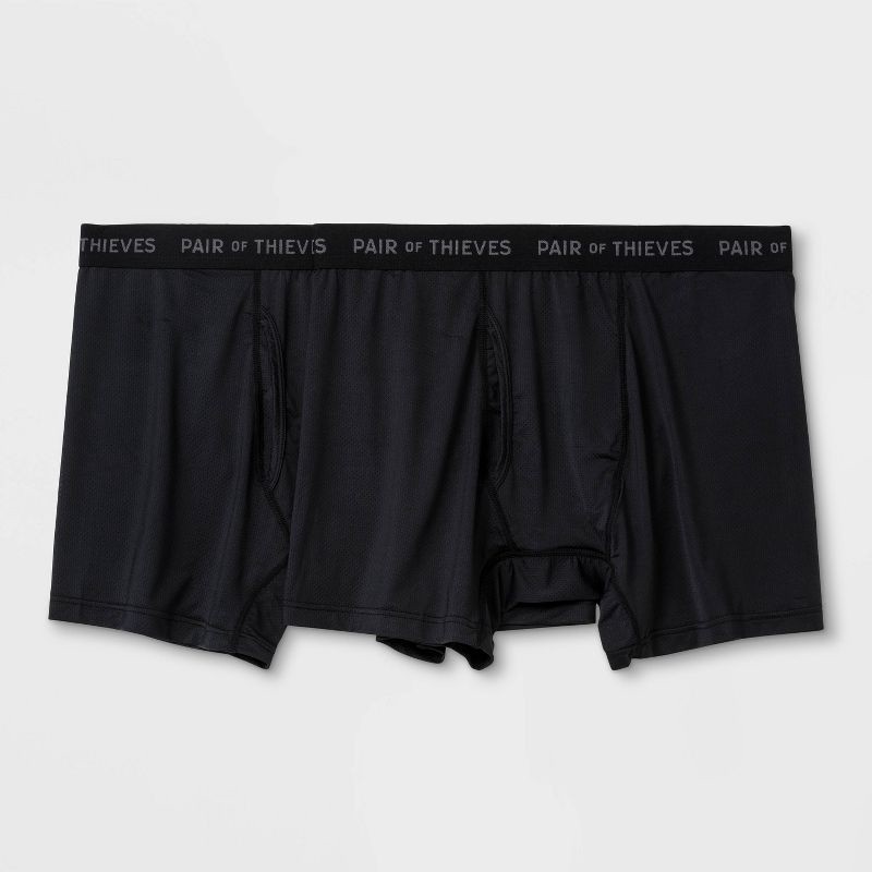 slide 1 of 4, Pair of Thieves Men's Super Fit Boxer Briefs 2pk - Black L, 2 ct