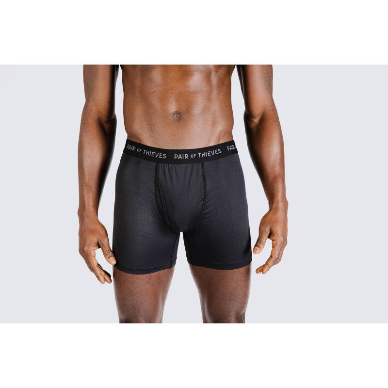 slide 2 of 4, Pair of Thieves Men's Super Fit Solids Boxer Briefs 2pk - Black XL: Mid Rise, Mesh Construction, Full Waistband Elastic, 2 ct