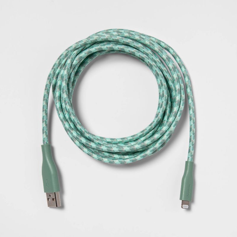 slide 3 of 3, 10' Lightning to USB-A Braided Cable – heyday™ Evergreen, 1 ct