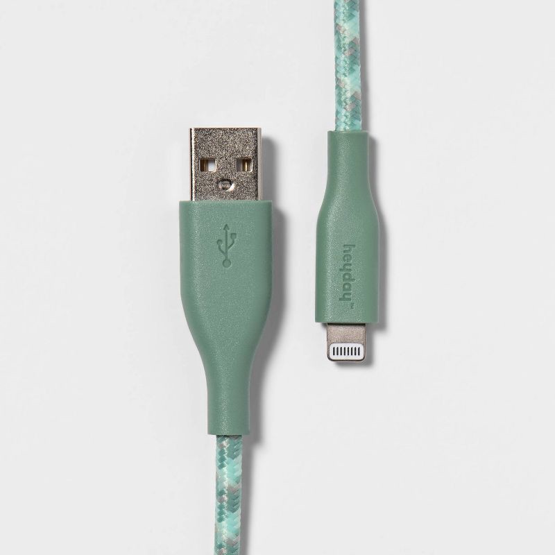 slide 1 of 3, 10' Lightning to USB-A Braided Cable – heyday™ Evergreen, 1 ct
