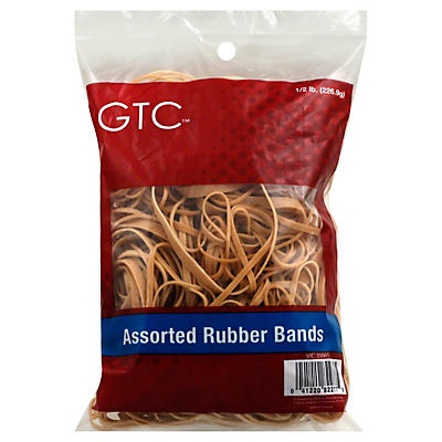 slide 1 of 1, GTC Assorted Rubber Bands, 1/2 lb