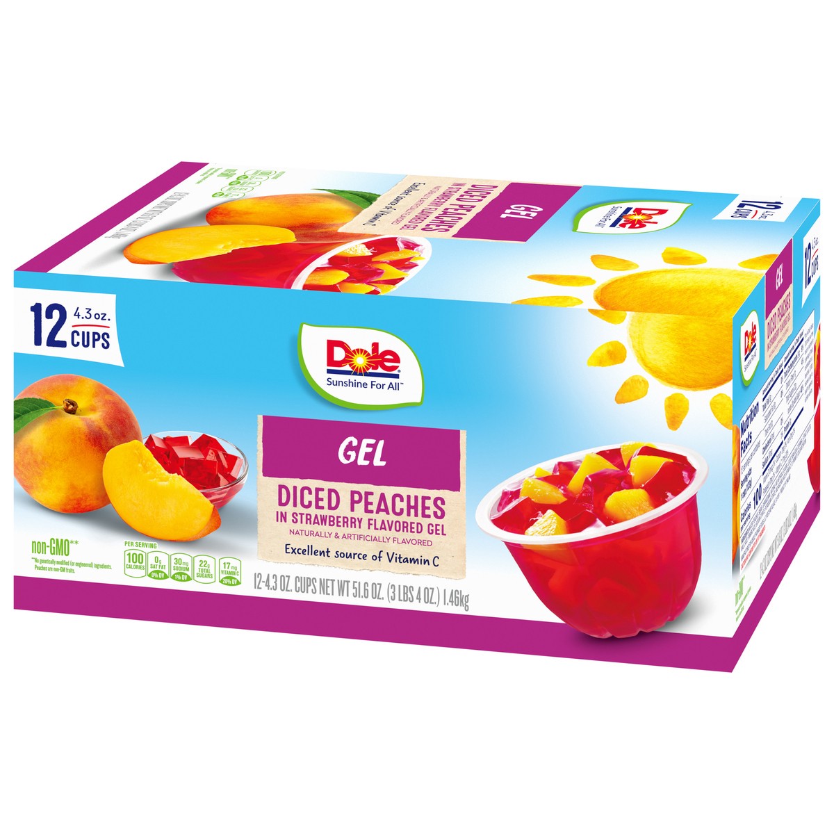 slide 5 of 9, Dole Peaches In Strawberry Gel, 12 ct; 4.3 oz