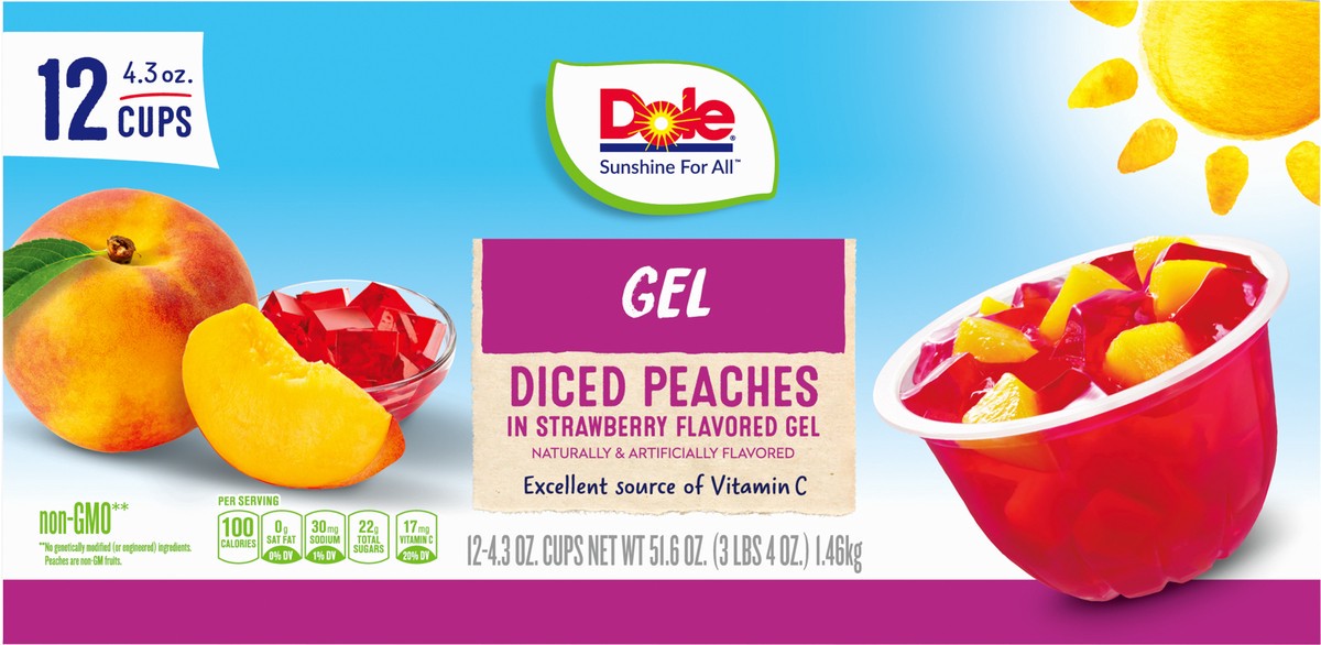 slide 8 of 9, Dole Peaches In Strawberry Gel, 12 ct; 4.3 oz