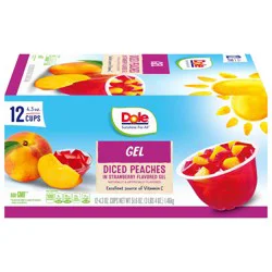 Dole Strawberry Flavored Gel with Diced Peaches Fruit Bowls 12 Pack