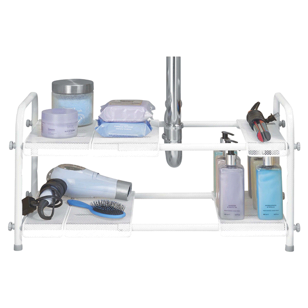 slide 1 of 1, InterDesign Under Sink Organizer with Adjustable Shelf Silver, 1 ct