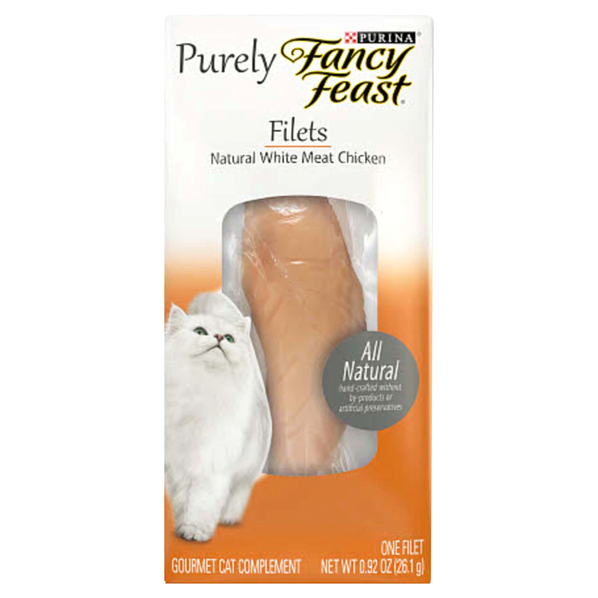 slide 1 of 5, Purina Purely Fancy Feast Natural White Meat Chicken Filets Cat Food, 0.92 oz