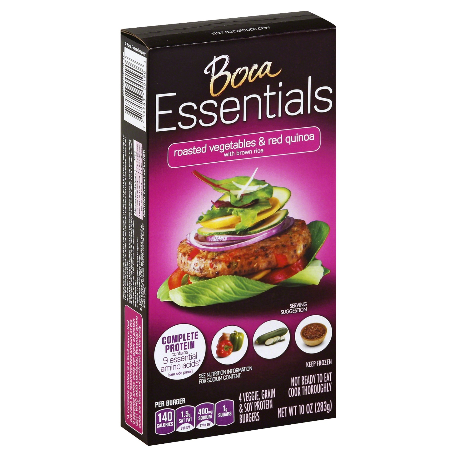 slide 1 of 9, Boca Essentials Roasted Vegetables & Red Quinoa, 10 oz