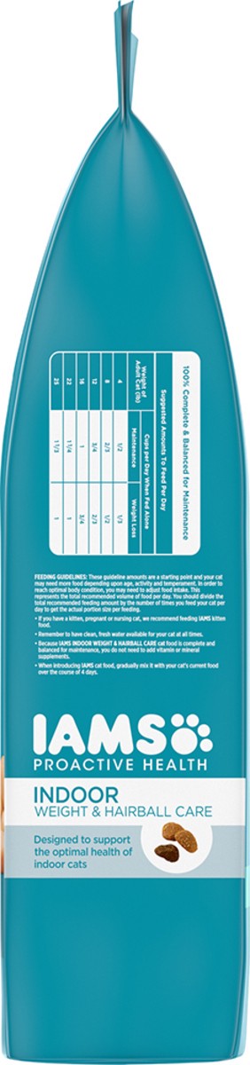 slide 6 of 9, IAMS ProActive Health Adult Indoor Weight Control & Hairball Care Dry Cat Food with Chicken & Turkey Cat Kibble, 7 lbs., 7 lb