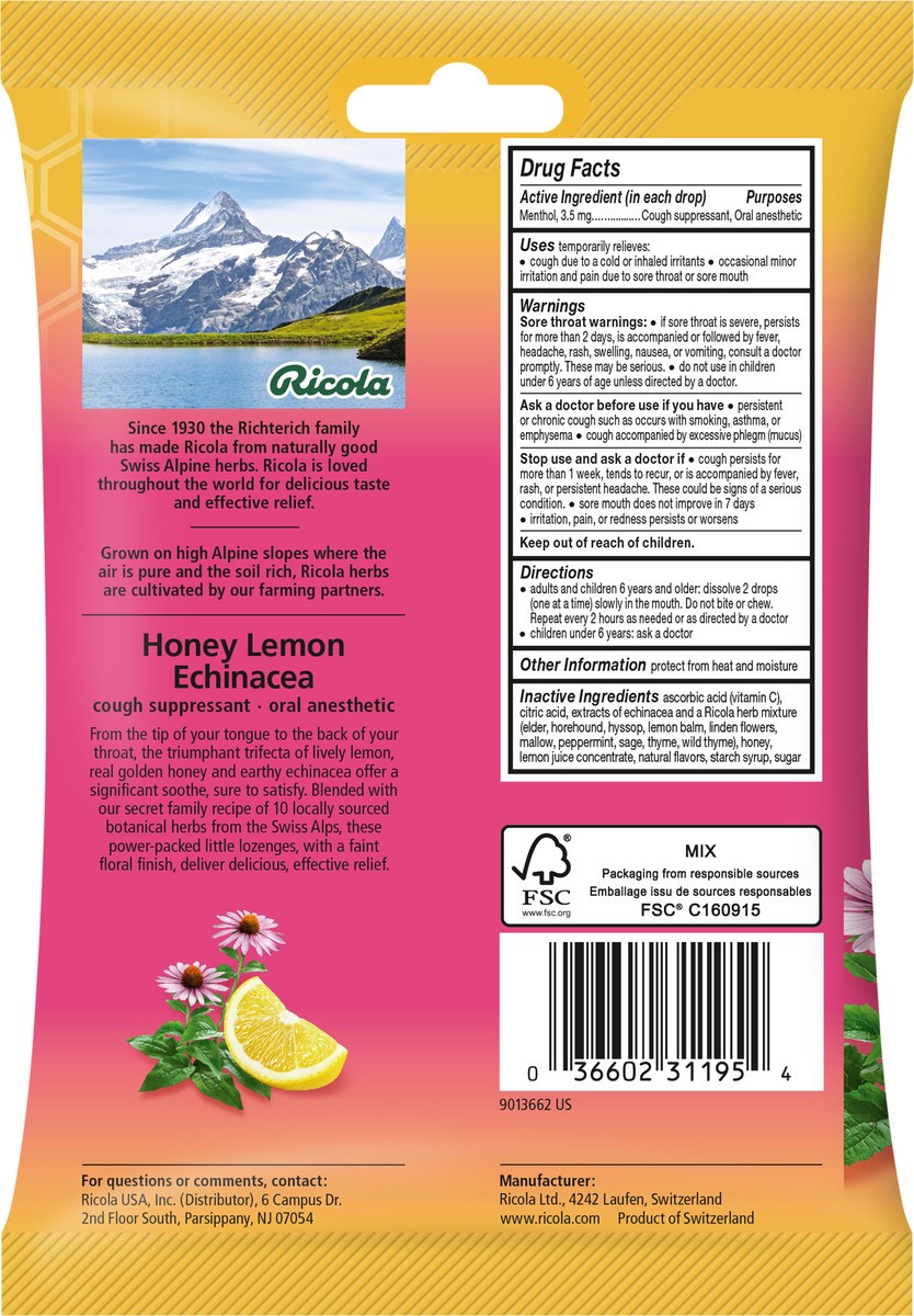 slide 9 of 14, Ricola Lozenge Honey Lemon, 19 ct