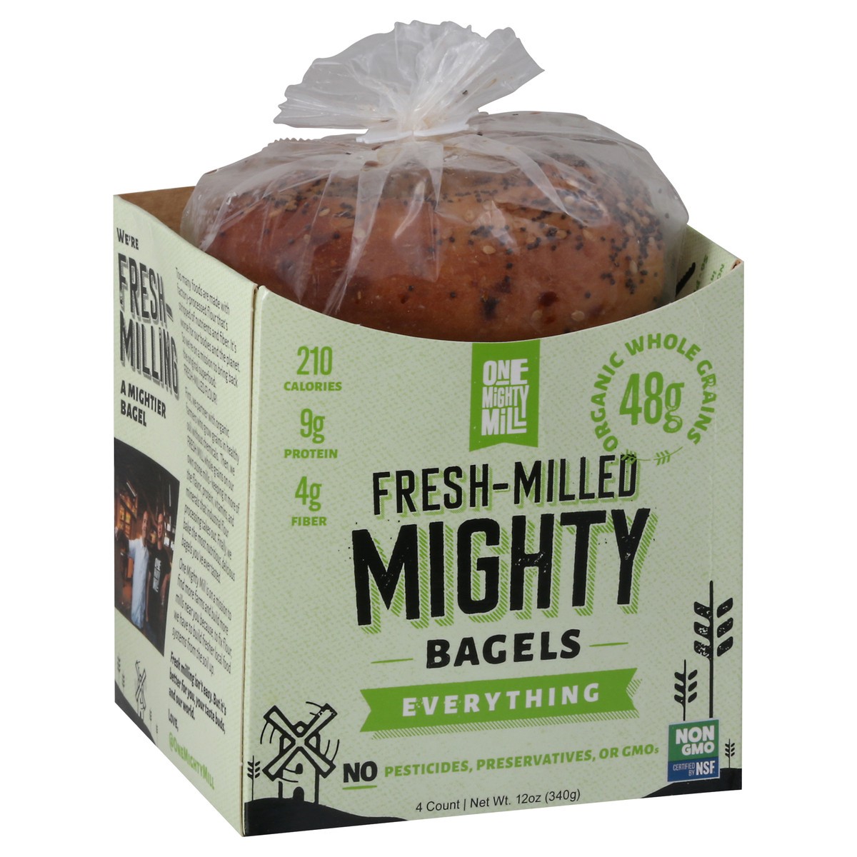 slide 1 of 14, One Mighty Mill Fresh Milled Everything Mighty Bagels 4 ea, 4 ct