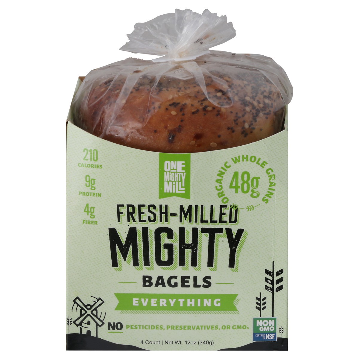 slide 1 of 14, One Mighty Mill Fresh Milled Everything Mighty Bagels 4 ea, 4 ct