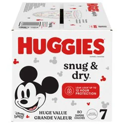 Huggies Snug & Dry Baby Diapers, Size 7 (41+ lbs), 80 Ct