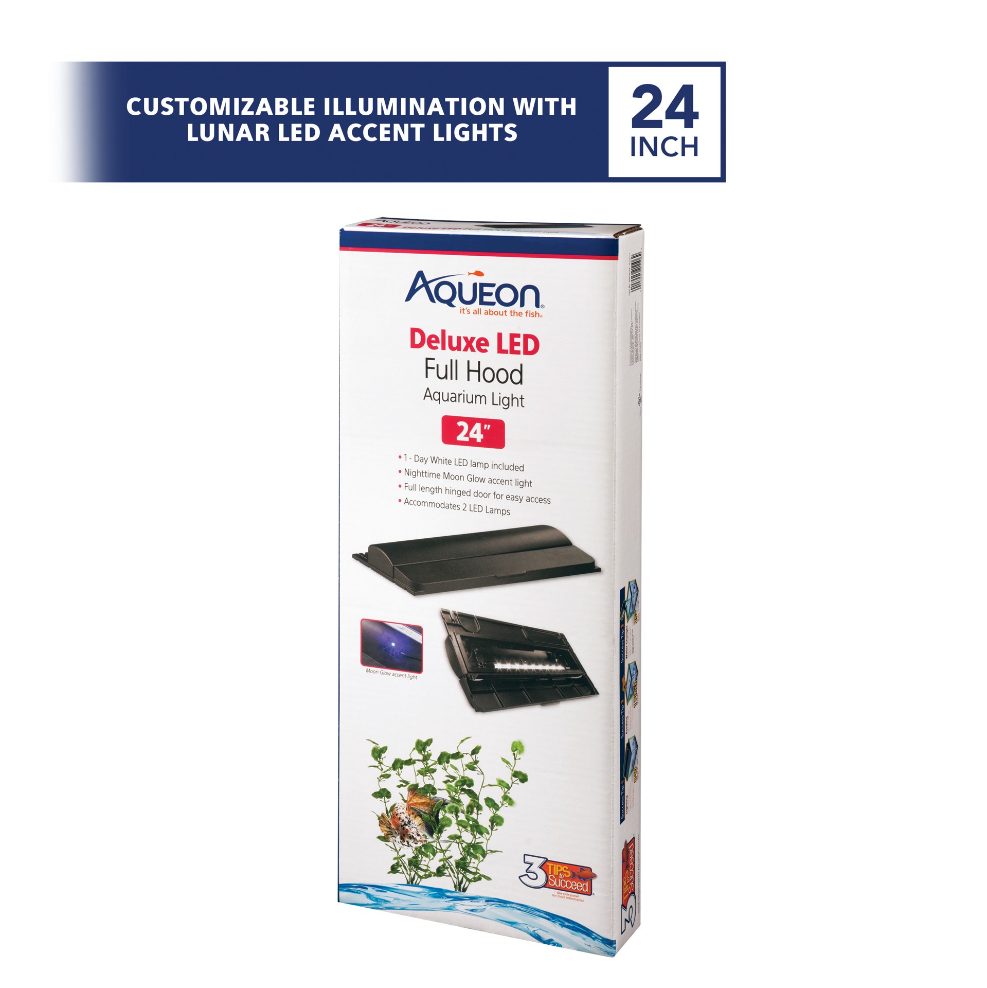 slide 4 of 9, Aqueon LED Deluxe Full Aquarium Hoods Black, 24 Inches, 1 ct