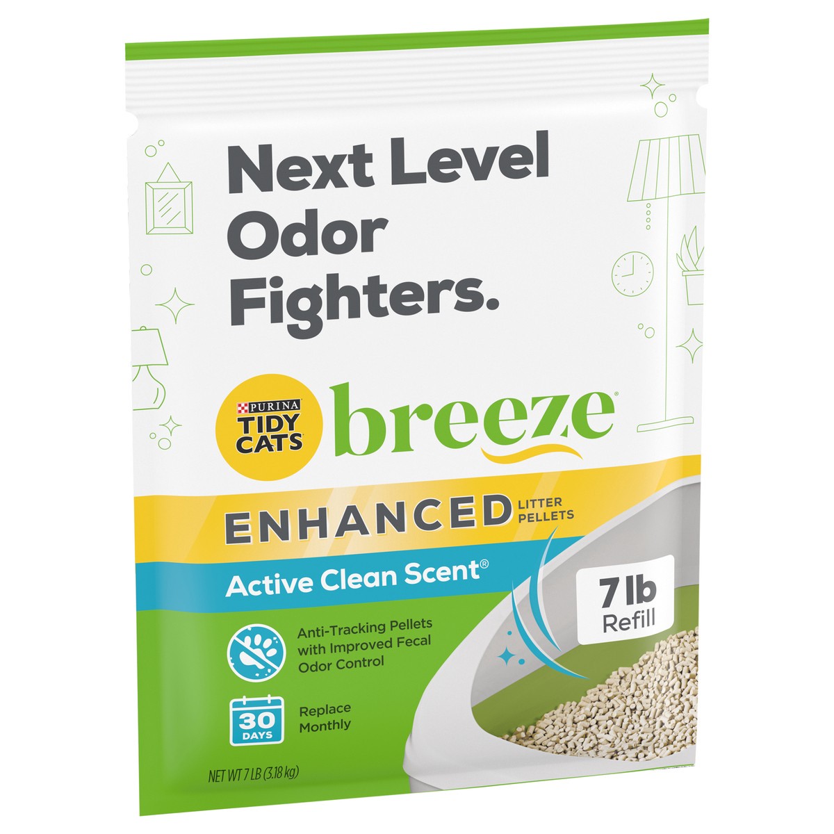 slide 5 of 9, Tidy Cats Breeze Enhanced Active Clean Scent Litter Pellets 7 lb, 7 lb