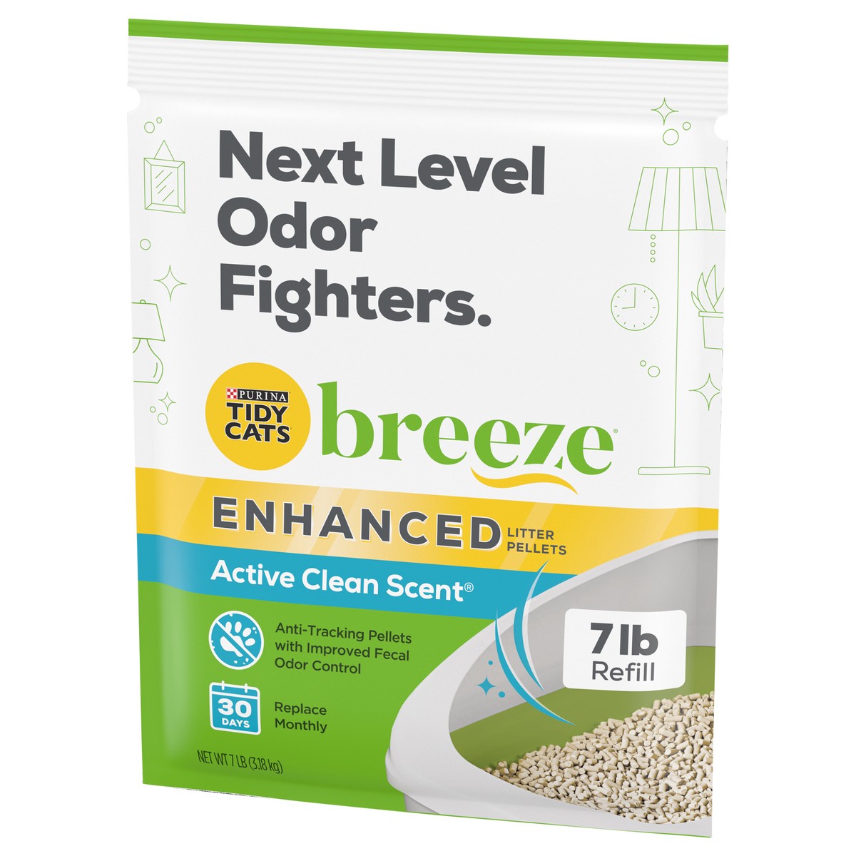 slide 3 of 9, Tidy Cats Breeze Enhanced Active Clean Scent Litter Pellets 7 lb, 7 lb