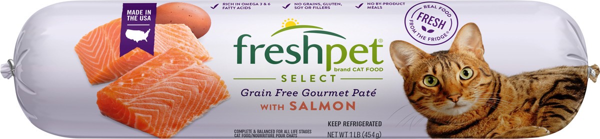 slide 2 of 7, Freshpet Select with Salmon Grain Free Gourmet Pate with Salmon Cat Food 1 lb, 1 lb