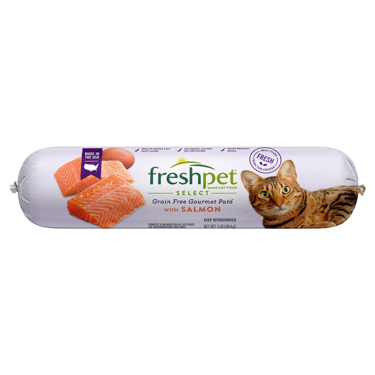 slide 4 of 7, Freshpet Select with Salmon Grain Free Gourmet Pate with Salmon Cat Food 1 lb, 1 lb