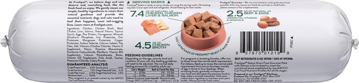 slide 7 of 7, Freshpet Select with Salmon Grain Free Gourmet Pate with Salmon Cat Food 1 lb, 1 lb