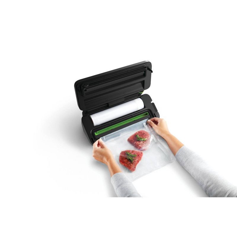 slide 4 of 6, FoodSaver Premier Vacuum Sealer: Dry/Moist/Marinate Modes, Roll Storage, Cutter Bar, Bags & Roll Kit, Black, Plastic, 1 ct