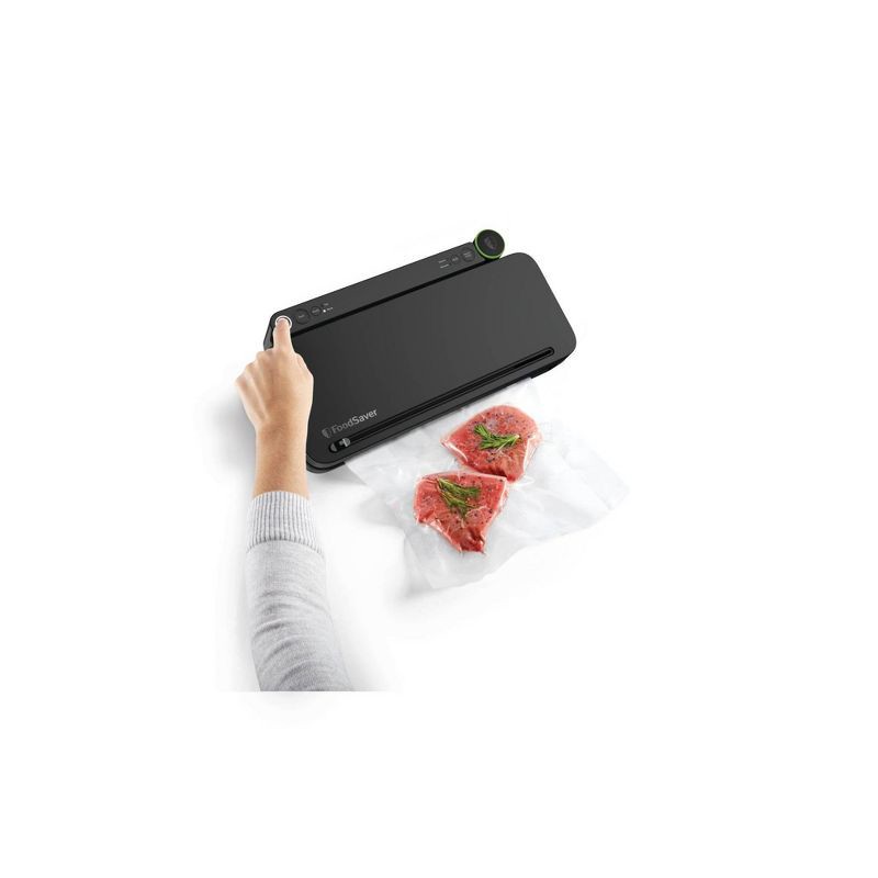 slide 5 of 6, FoodSaver Premier Vacuum Sealer: Dry/Moist/Marinate Modes, Roll Storage, Cutter Bar, Bags & Roll Kit, Black, Plastic, 1 ct