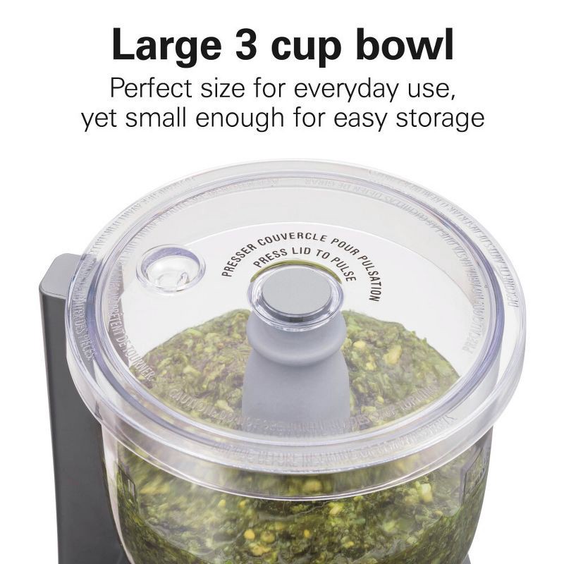 slide 3 of 9, Hamilton Beach 3-Cup Stack & Press Food Chopper - Gray - 72740: Compact Vegetable Processor, Dishwasher-Safe Parts, 1 ct